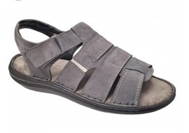 Sandale barbati gri din piele naturală, închidere velcro talpă confortabilă – casual, aerisite și practice GKR47GB